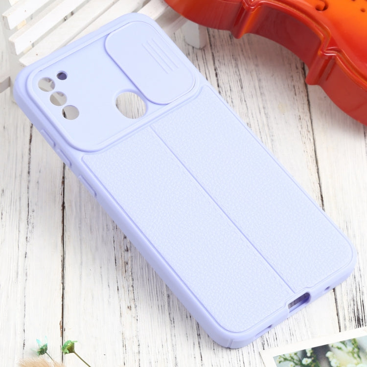 For Samsung Galaxy A11 / M11 Litchi Texture Sliding Camshield TPU Phone Case