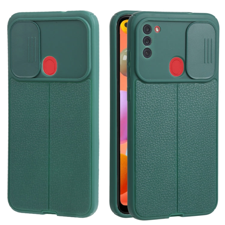 For Samsung Galaxy A11 / M11 Litchi Texture Sliding Camshield TPU Phone Case