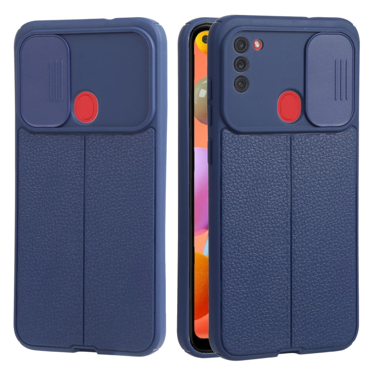 For Samsung Galaxy A11 / M11 Litchi Texture Sliding Camshield TPU Phone Case