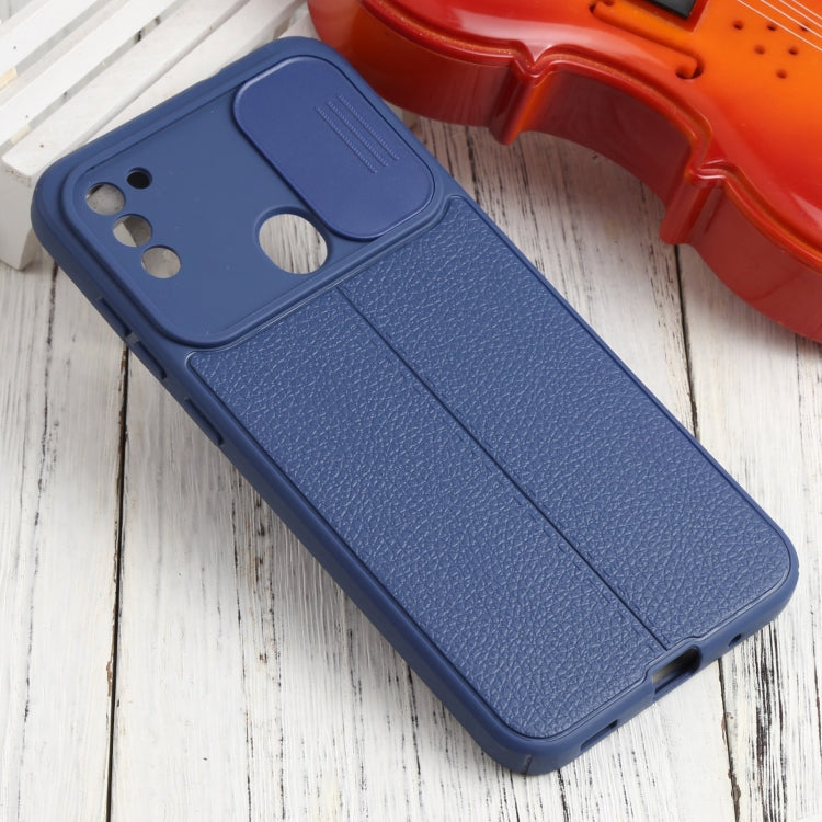 For Samsung Galaxy A11 / M11 Litchi Texture Sliding Camshield TPU Phone Case