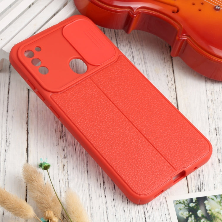 For Samsung Galaxy A11 / M11 Litchi Texture Sliding Camshield TPU Phone Case
