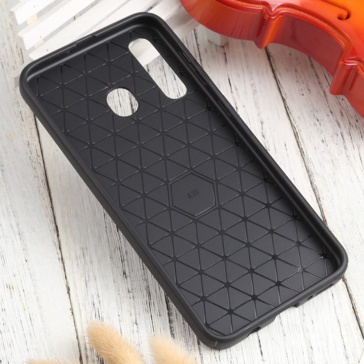 For Samsung Galaxy A20 / A30 Litchi Texture Sliding Camshield TPU Phone Case