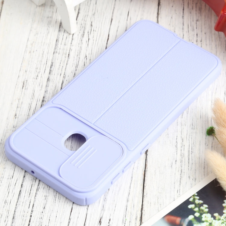 For Samsung Galaxy A20 / A30 Litchi Texture Sliding Camshield TPU Phone Case