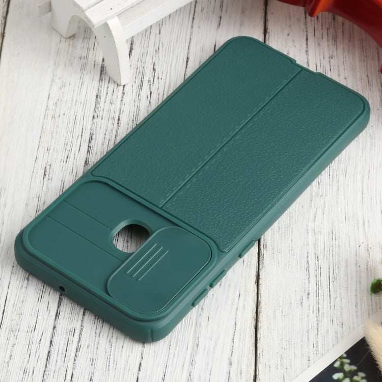 For Samsung Galaxy A20 / A30 Litchi Texture Sliding Camshield TPU Phone Case