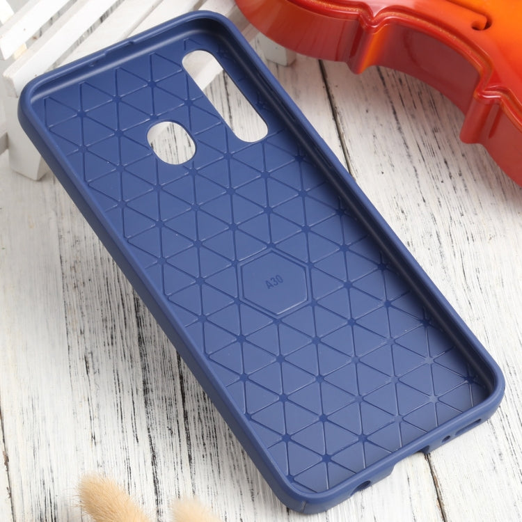 For Samsung Galaxy A20 / A30 Litchi Texture Sliding Camshield TPU Phone Case