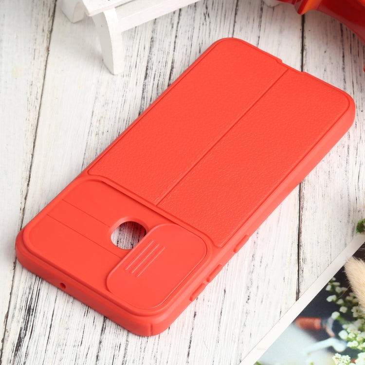 For Samsung Galaxy A20 / A30 Litchi Texture Sliding Camshield TPU Phone Case