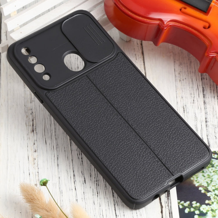 For Samsung Galaxy A20s Litchi Texture Sliding Camshield TPU Phone Case