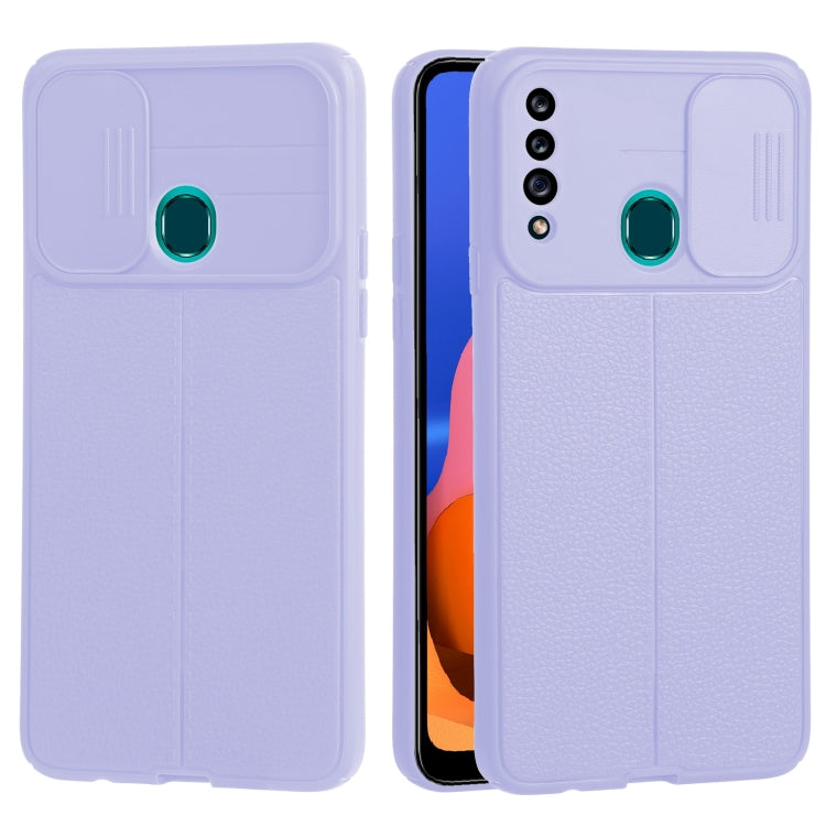 For Samsung Galaxy A20s Litchi Texture Sliding Camshield TPU Phone Case