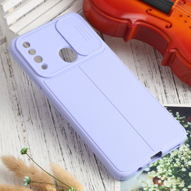 For Samsung Galaxy A20s Litchi Texture Sliding Camshield TPU Phone Case