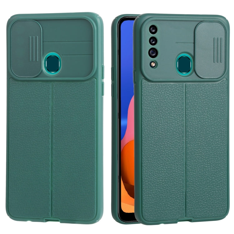 For Samsung Galaxy A20s Litchi Texture Sliding Camshield TPU Phone Case