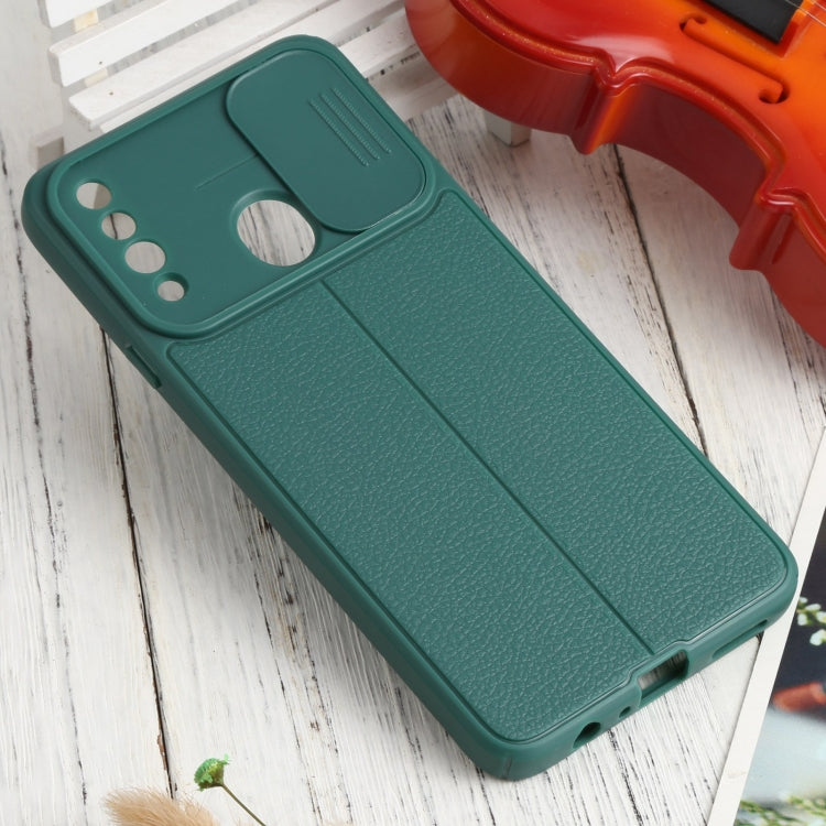 For Samsung Galaxy A20s Litchi Texture Sliding Camshield TPU Phone Case