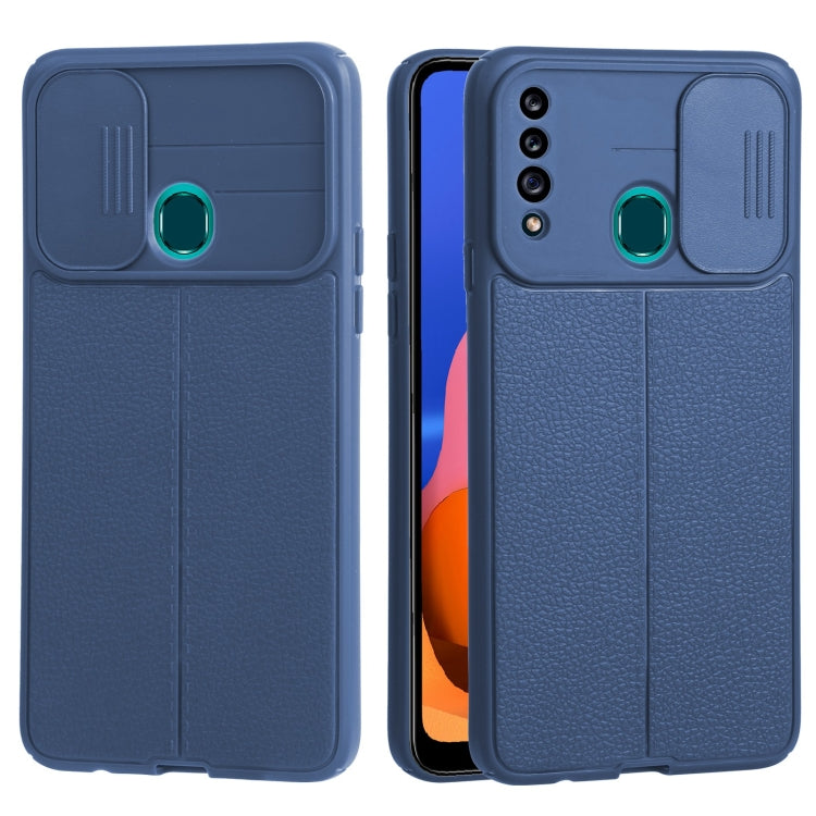 For Samsung Galaxy A20s Litchi Texture Sliding Camshield TPU Phone Case