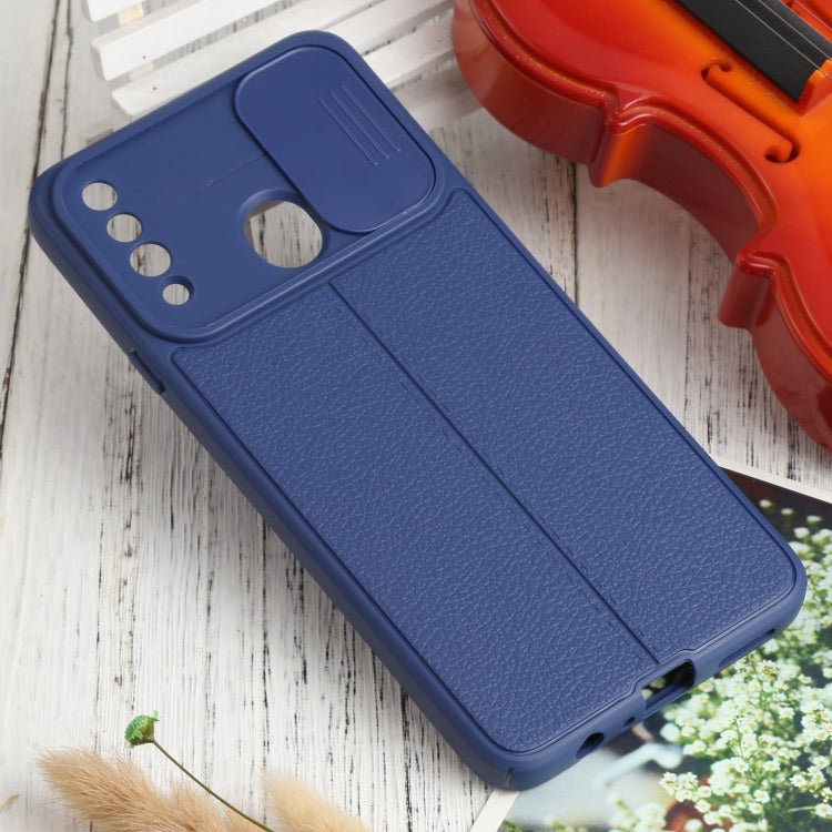 For Samsung Galaxy A20s Litchi Texture Sliding Camshield TPU Phone Case
