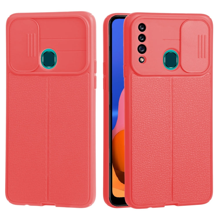 For Samsung Galaxy A20s Litchi Texture Sliding Camshield TPU Phone Case