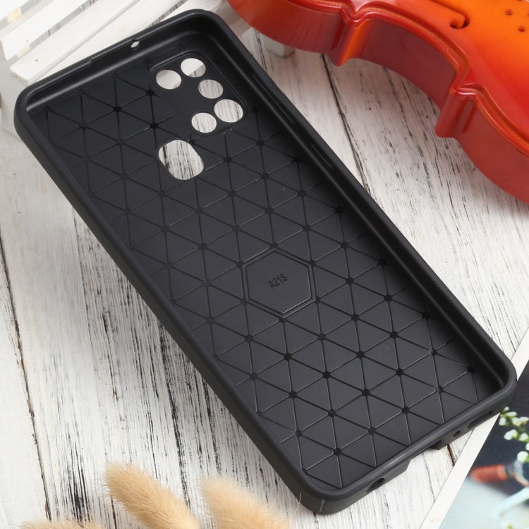 For Samsung Galaxy A21s Litchi Texture Sliding Camshield TPU Phone Case