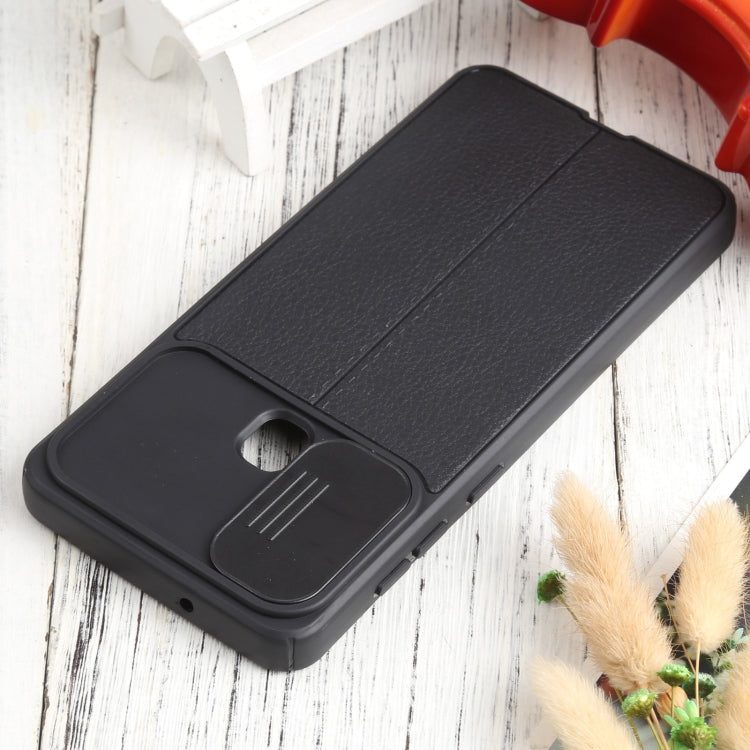 For Samsung Galaxy A21s Litchi Texture Sliding Camshield TPU Phone Case