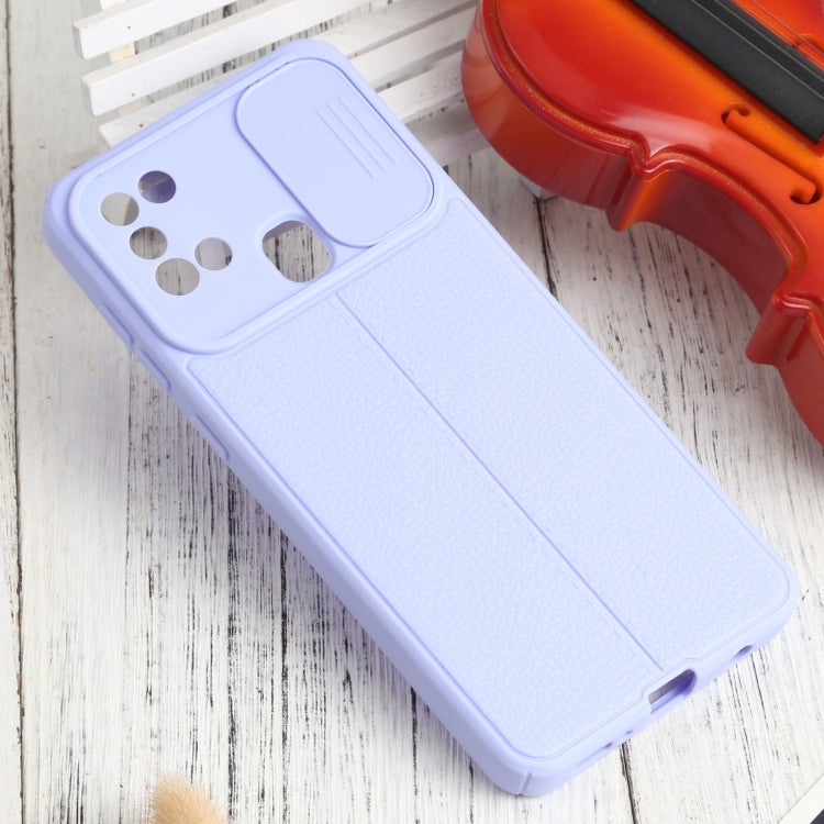 For Samsung Galaxy A21s Litchi Texture Sliding Camshield TPU Phone Case