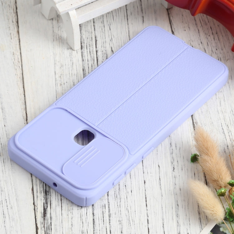 For Samsung Galaxy A21s Litchi Texture Sliding Camshield TPU Phone Case