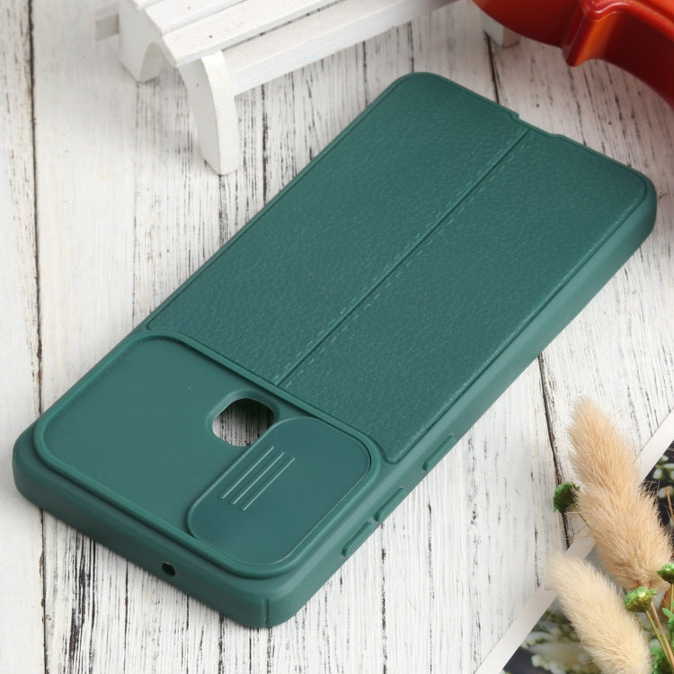 For Samsung Galaxy A21s Litchi Texture Sliding Camshield TPU Phone Case
