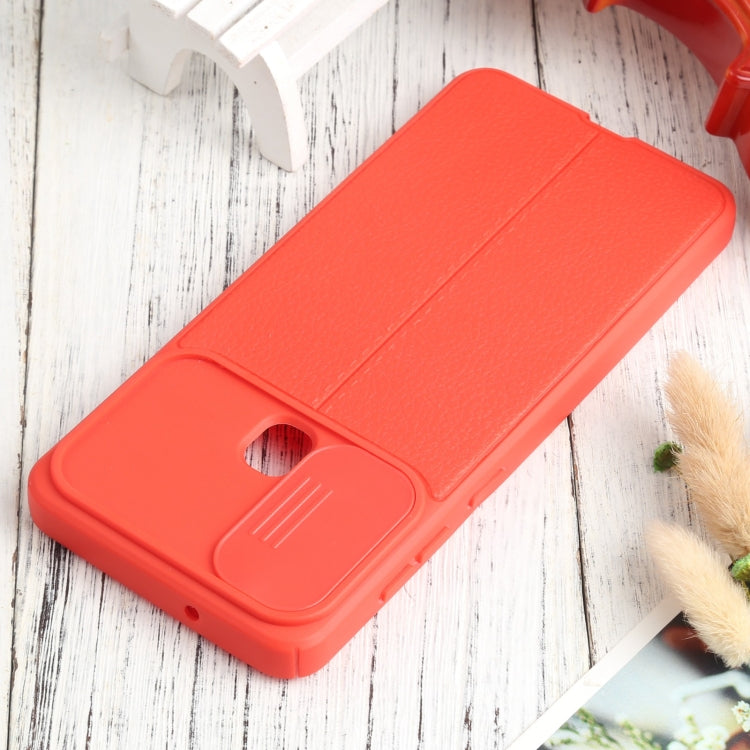 For Samsung Galaxy A21s Litchi Texture Sliding Camshield TPU Phone Case