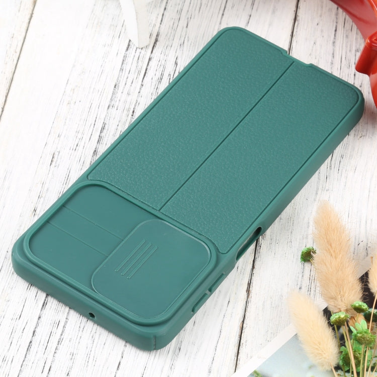 For Samsung Galaxy A22 4G Litchi Texture Sliding Camshield TPU Phone Case