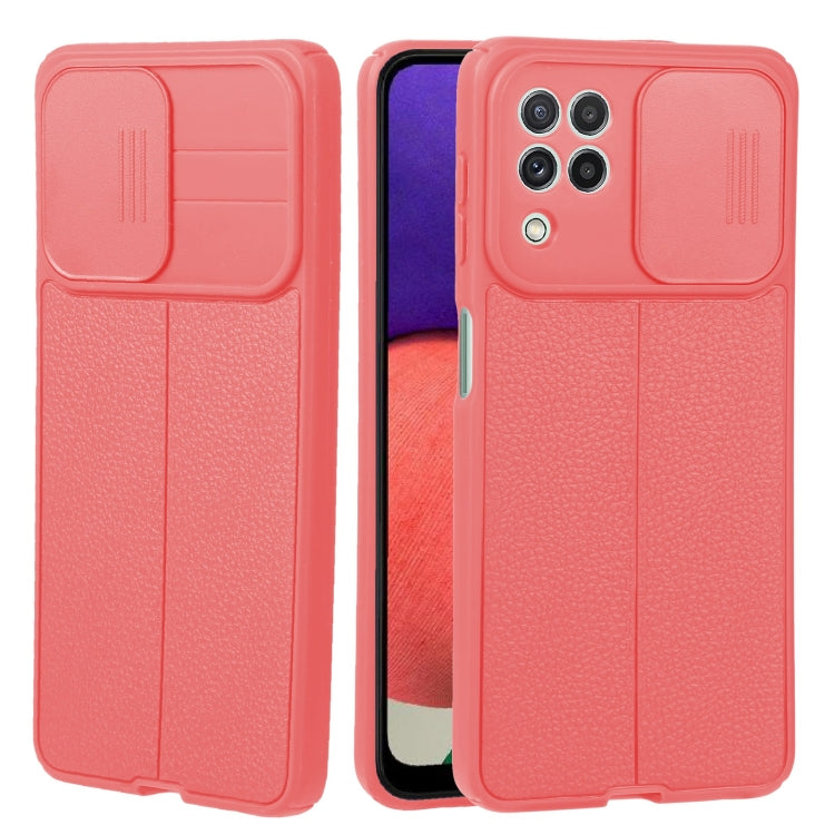For Samsung Galaxy A22 4G Litchi Texture Sliding Camshield TPU Phone Case