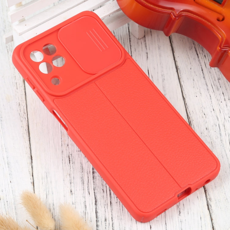 For Samsung Galaxy A22 4G Litchi Texture Sliding Camshield TPU Phone Case