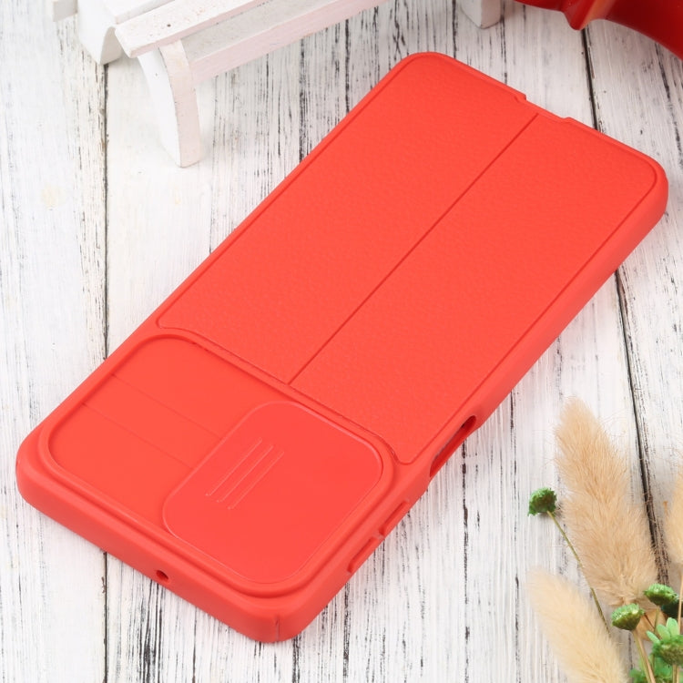 For Samsung Galaxy A22 4G Litchi Texture Sliding Camshield TPU Phone Case