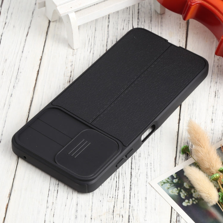 For Samsung Galaxy A22 5G Litchi Texture Sliding Camshield TPU Phone Case