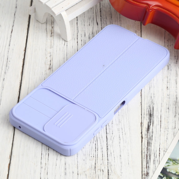 For Samsung Galaxy A22 5G Litchi Texture Sliding Camshield TPU Phone Case