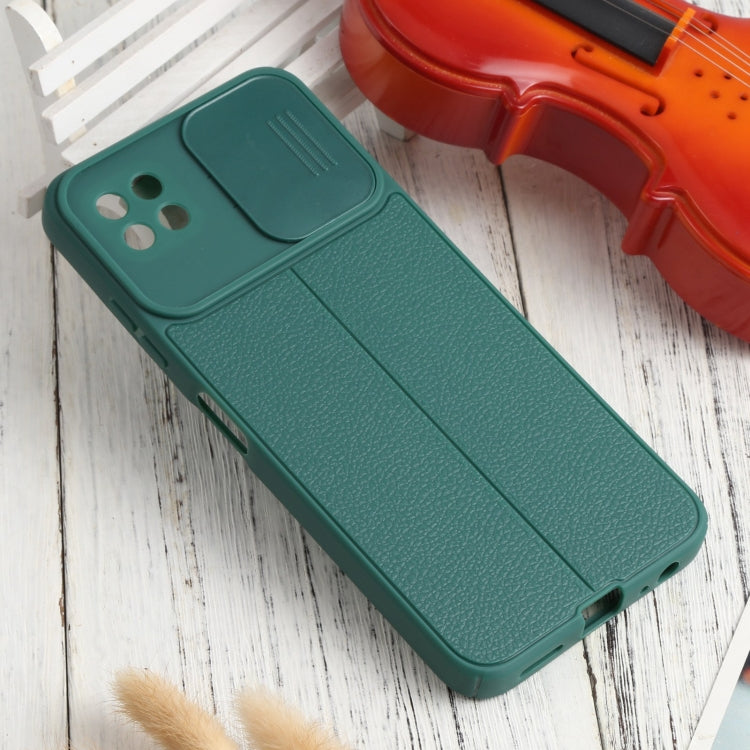 For Samsung Galaxy A22 5G Litchi Texture Sliding Camshield TPU Phone Case