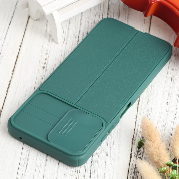 For Samsung Galaxy A22 5G Litchi Texture Sliding Camshield TPU Phone Case