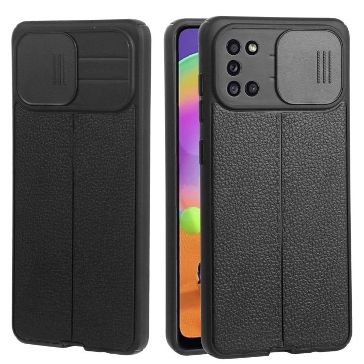 For Samsung Galaxy A31 Litchi Texture Sliding Camshield TPU Phone Case