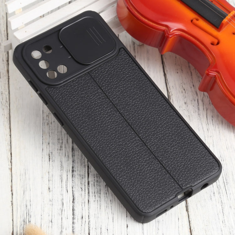 For Samsung Galaxy A31 Litchi Texture Sliding Camshield TPU Phone Case