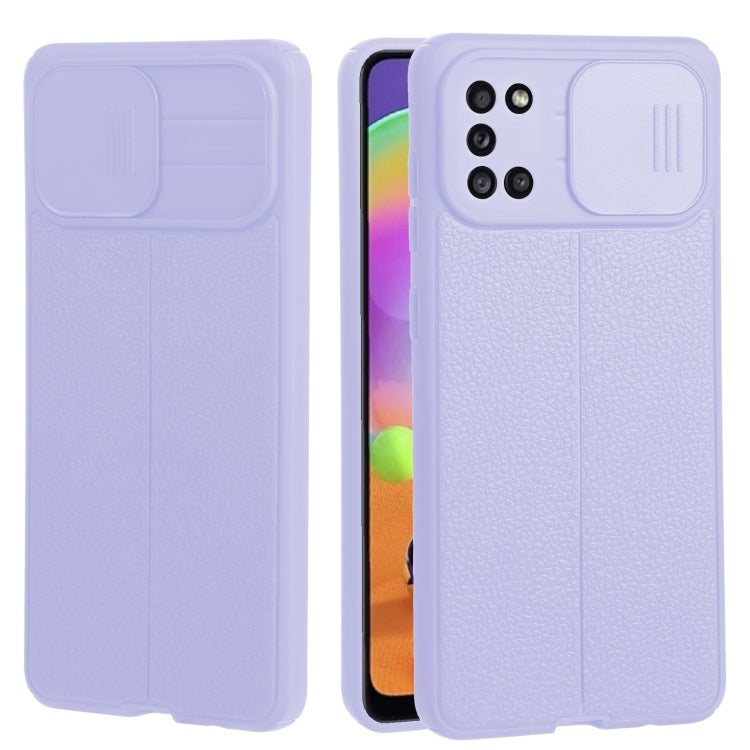 For Samsung Galaxy A31 Litchi Texture Sliding Camshield TPU Phone Case