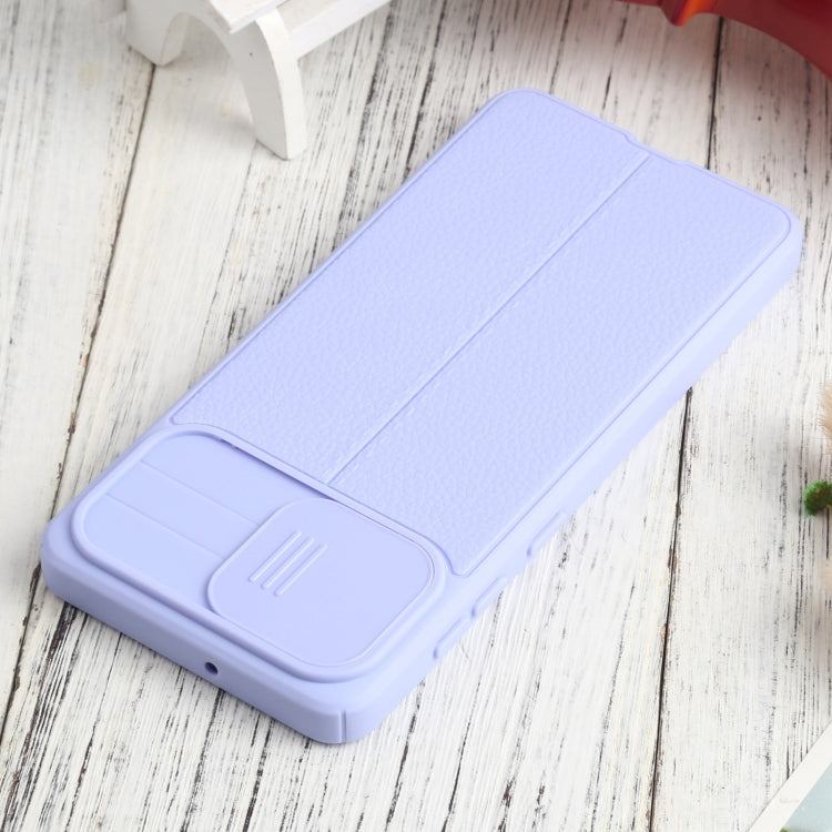 For Samsung Galaxy A31 Litchi Texture Sliding Camshield TPU Phone Case