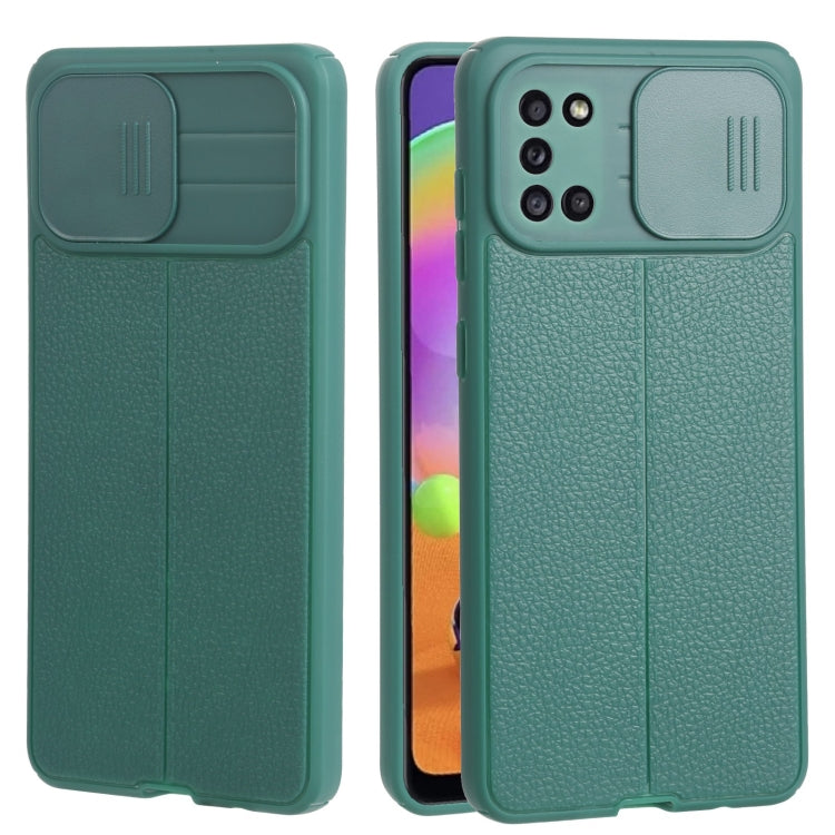 For Samsung Galaxy A31 Litchi Texture Sliding Camshield TPU Phone Case