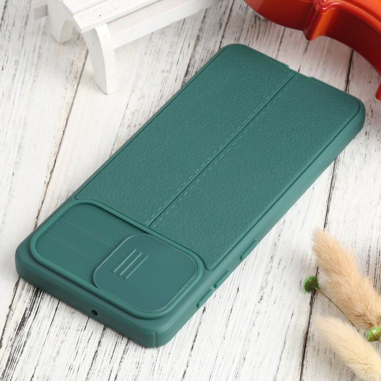 For Samsung Galaxy A31 Litchi Texture Sliding Camshield TPU Phone Case