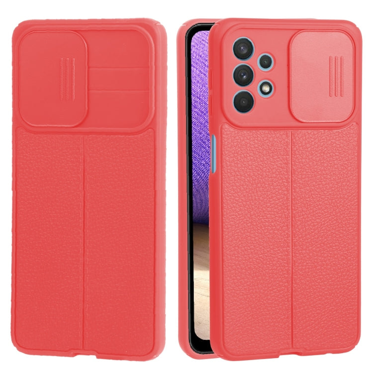 For Samsung Galaxy A32 5G Litchi Texture Sliding Camshield TPU Phone Case