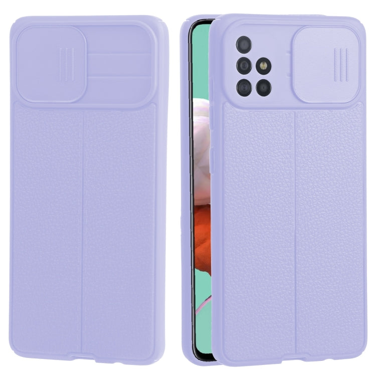 For Samsung Galaxy A51 4G Litchi Texture Sliding Camshield TPU Phone Case
