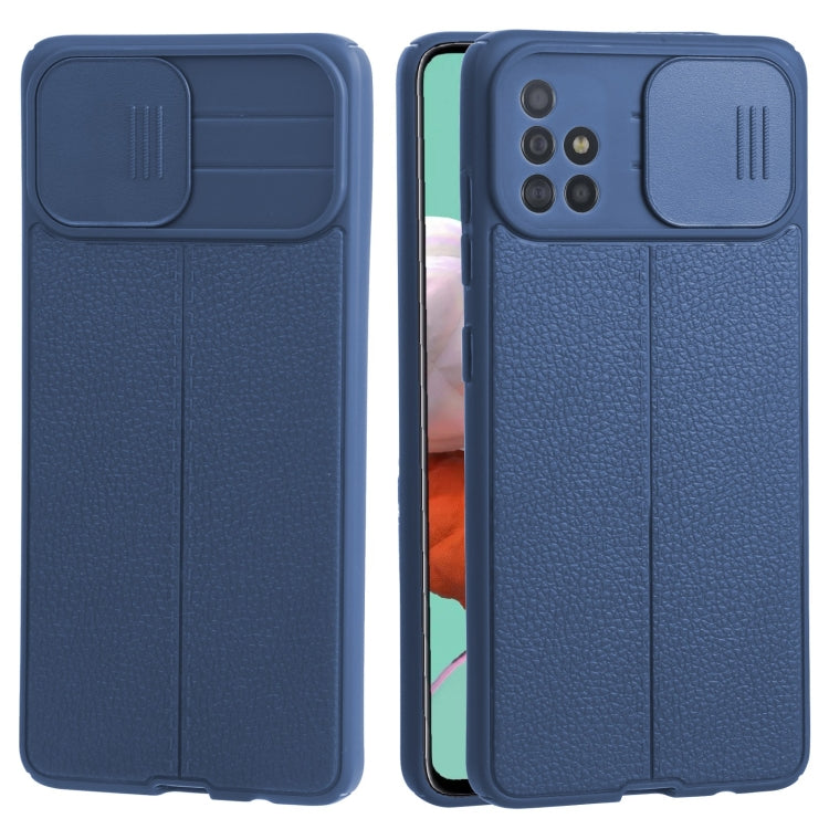 For Samsung Galaxy A51 4G Litchi Texture Sliding Camshield TPU Phone Case