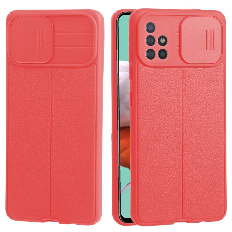 For Samsung Galaxy A51 4G Litchi Texture Sliding Camshield TPU Phone Case