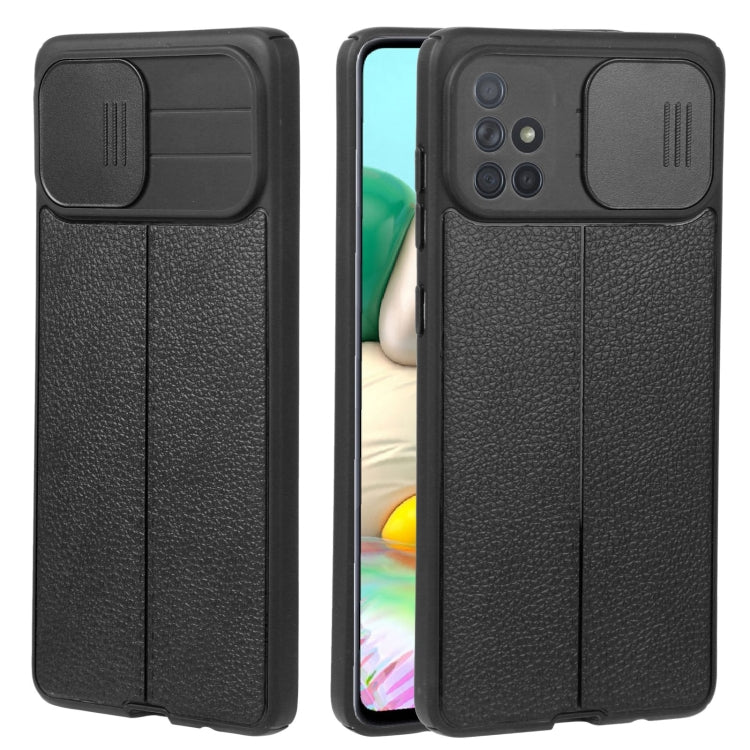 For Samsung Galaxy A71 4G Litchi Texture Sliding Camshield TPU Phone Case