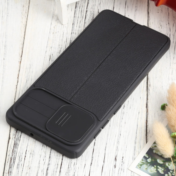 For Samsung Galaxy A71 4G Litchi Texture Sliding Camshield TPU Phone Case
