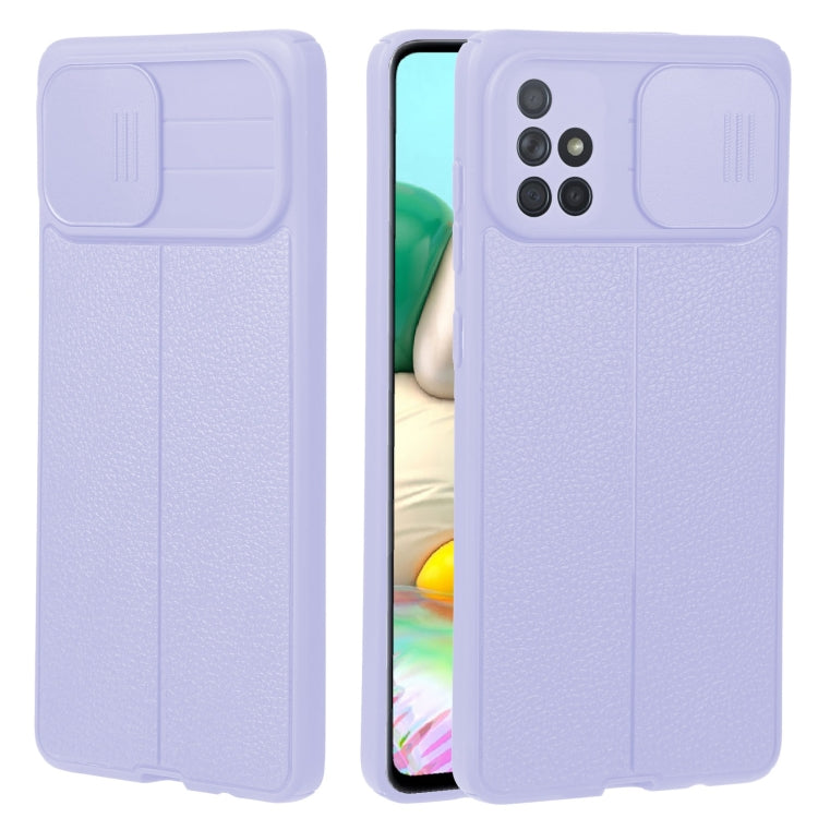 For Samsung Galaxy A71 4G Litchi Texture Sliding Camshield TPU Phone Case