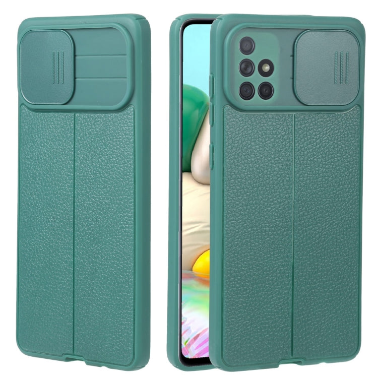 For Samsung Galaxy A71 4G Litchi Texture Sliding Camshield TPU Phone Case