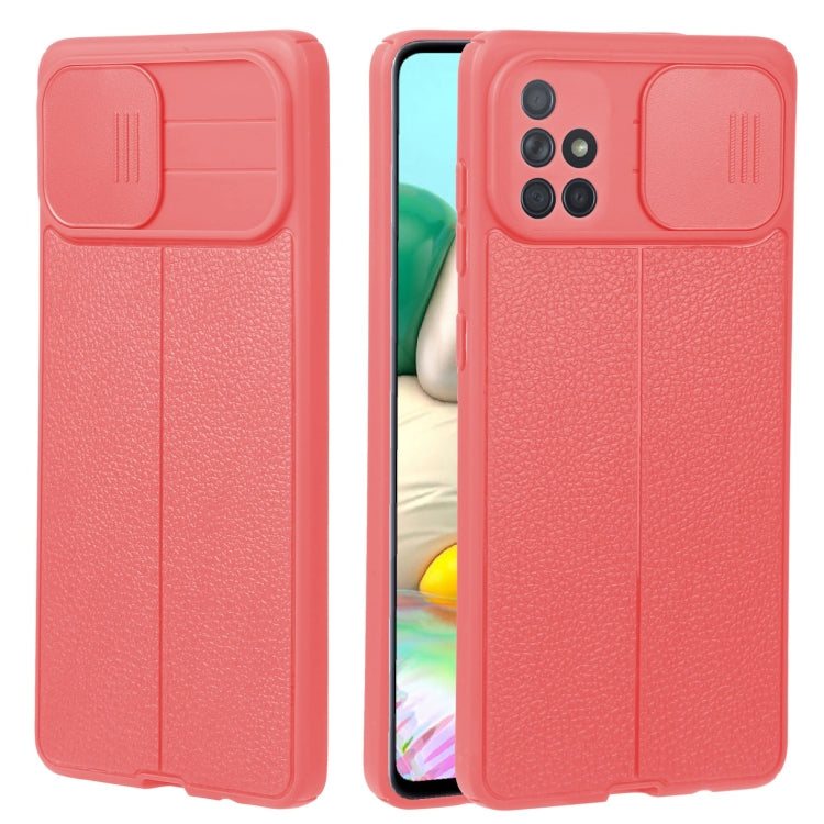 For Samsung Galaxy A71 4G Litchi Texture Sliding Camshield TPU Phone Case
