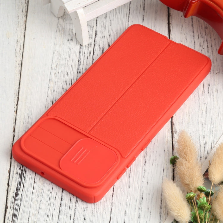 For Samsung Galaxy A71 4G Litchi Texture Sliding Camshield TPU Phone Case