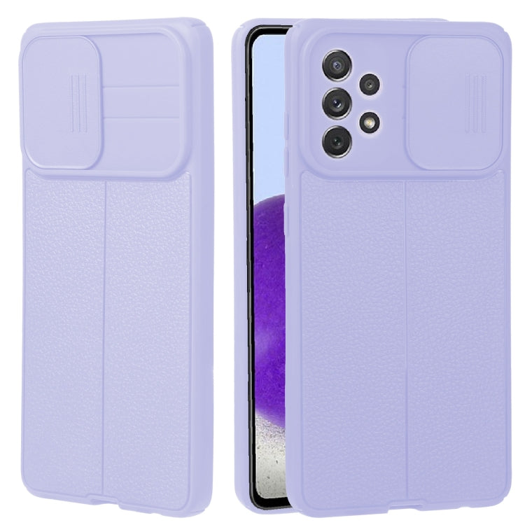 For Samsung Galaxy A72 5G / 4G Litchi Texture Sliding Camshield TPU Phone Case