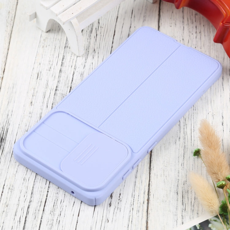 For Samsung Galaxy A72 5G / 4G Litchi Texture Sliding Camshield TPU Phone Case